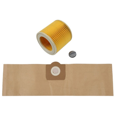 5 sacs et 1 filtre pour aspirateur KARCHER WD3 Premium, WD 3.300 M, WD 3.200, WD3.500 P (référence 6.959-130).-AquaForge