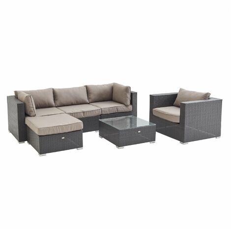 5-seater garden sofa set, brown / off white
