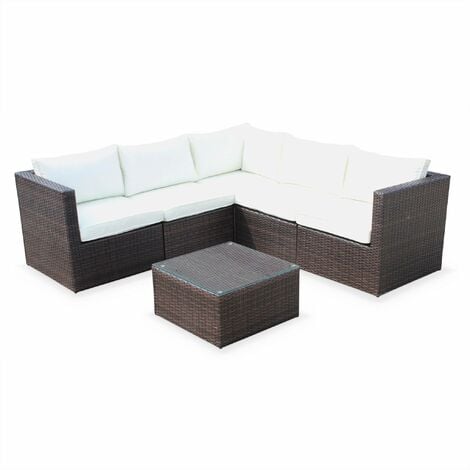 5-seater rattan garden sofa set - L-shaped - Siena