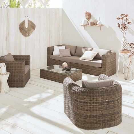 Freestyle patiorama wicker outdoor sectional set with beige deals cushions