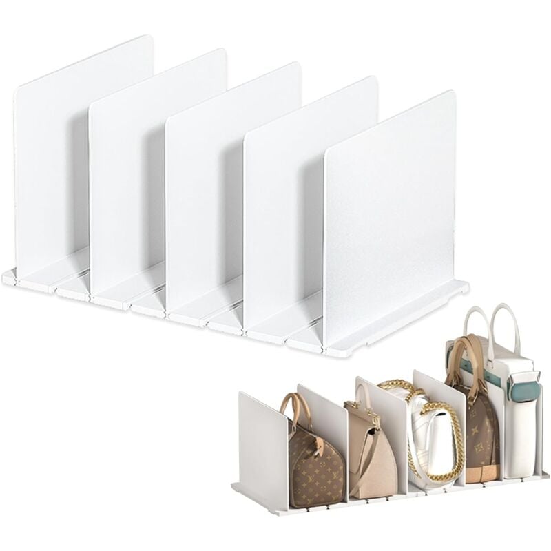 Laoa - 5 Séparateur D'étagères Séparateurs Rangement Sac à Main Séparateurs Réglables pour Armoire,Separateurde Penderie pour Organiser