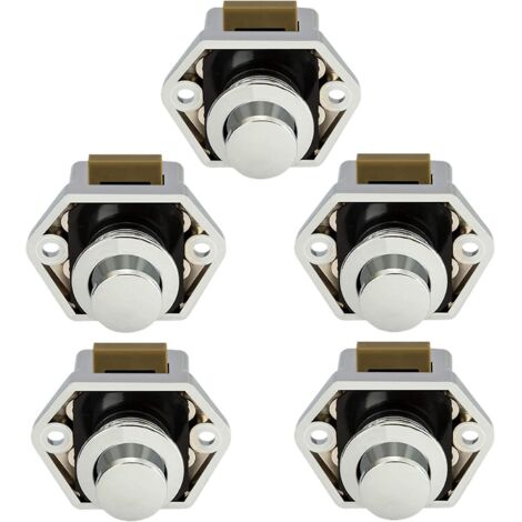 5 Serrures  Bouton-poussoir Argentes, Serrure De Poigne De Porte D'armoire Pour Caravane Caravane Bateau, Nickel