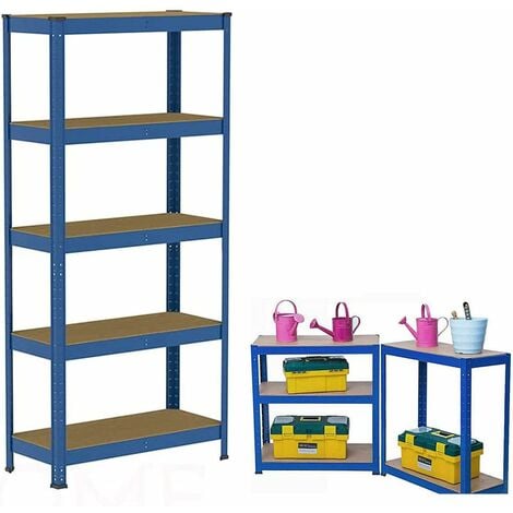 DAYPLUS 5-Shelf Adjustable, Heavy Duty Storage Shelving Unit 875KG Loading Capacity, Steel Organizer Wire Rack, Storage Racking Shelving 180 x90 x40cm, Metal Shelving Unit For Garden Garage Sheds, Blue