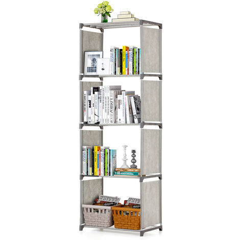 main image of "4-Shelf Bookcase Book Shelves Bookshelf Storage Bin Books Display Shelving Unit Organizer,model:Grey 4-Shelf"