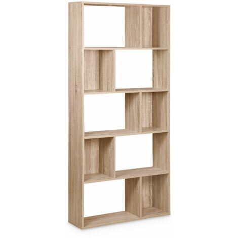 5-shelf bookcase with 10 compartments Natural 83x23.4x173 cm - Pieter