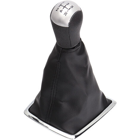 5 Speed Gear Shift Knob Shift Lever Gaiter Boot Cover For Ford For focus MK2 2005 2006 2007 2008 (White, Silver)