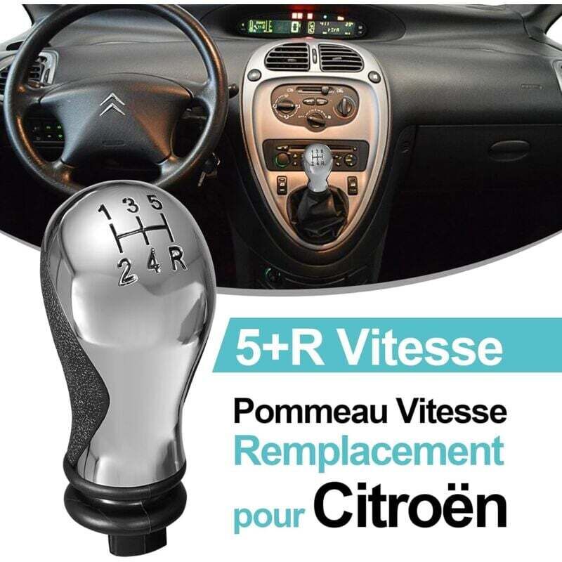5-Speed Manual Gear Knob for Citroen C5 01-08 Xsara Picasso 1999-2008 - Black and Glossy Chrome