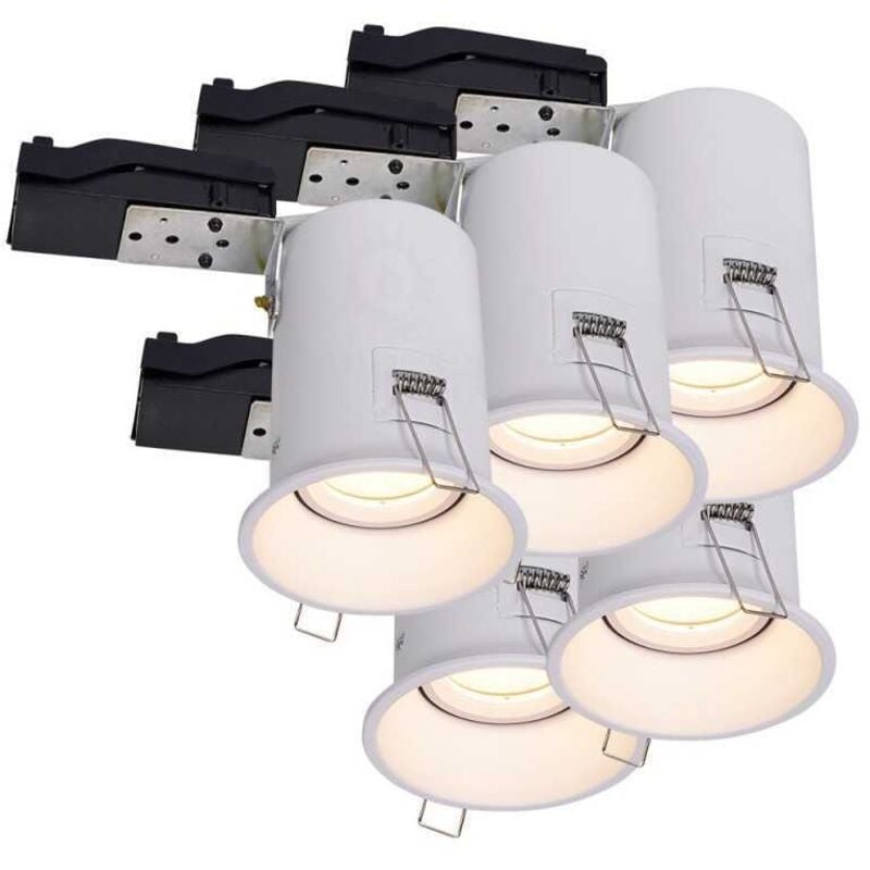 5 Spot Encastrable GU10 bbc RT2012 IP65 étanche Basse Luminance diametre 85mm avec ampoule led 5W Blanc Neutre