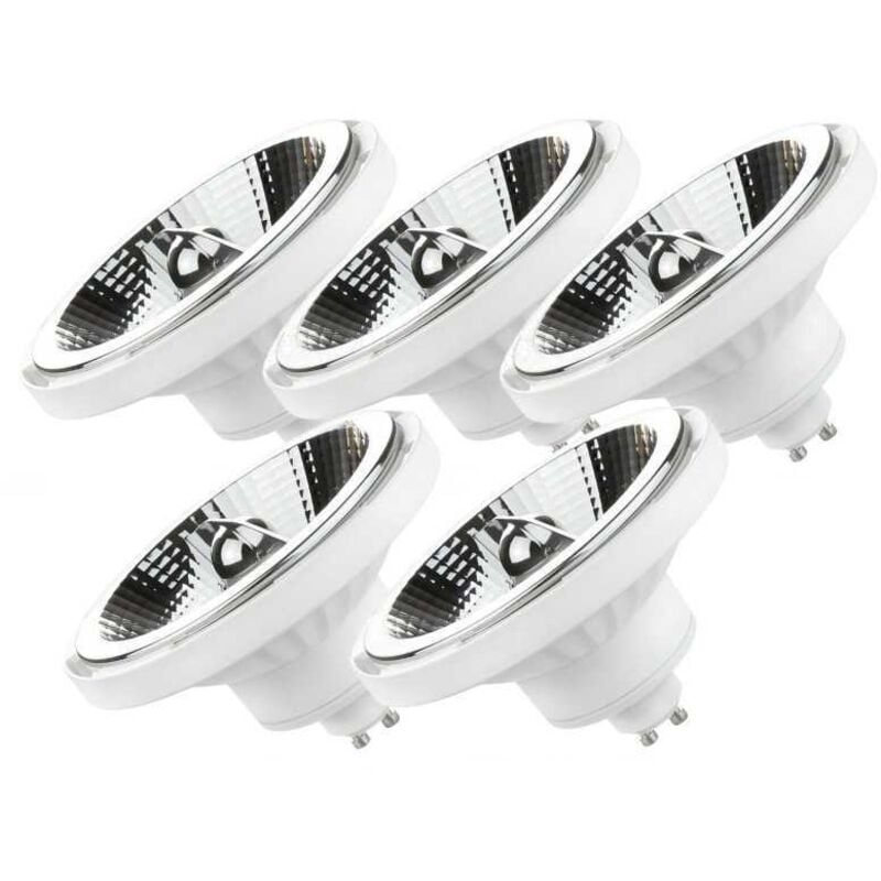 Spectrum - 5 Spots led AR111 GU10 10 watts, blanc neutre 4000K 20° 850lm