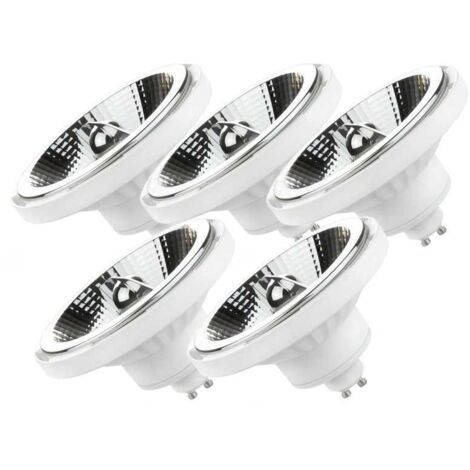5 Spots LED AR111 GU10 10 watts, blanc neutre 4000K 20° 850lm