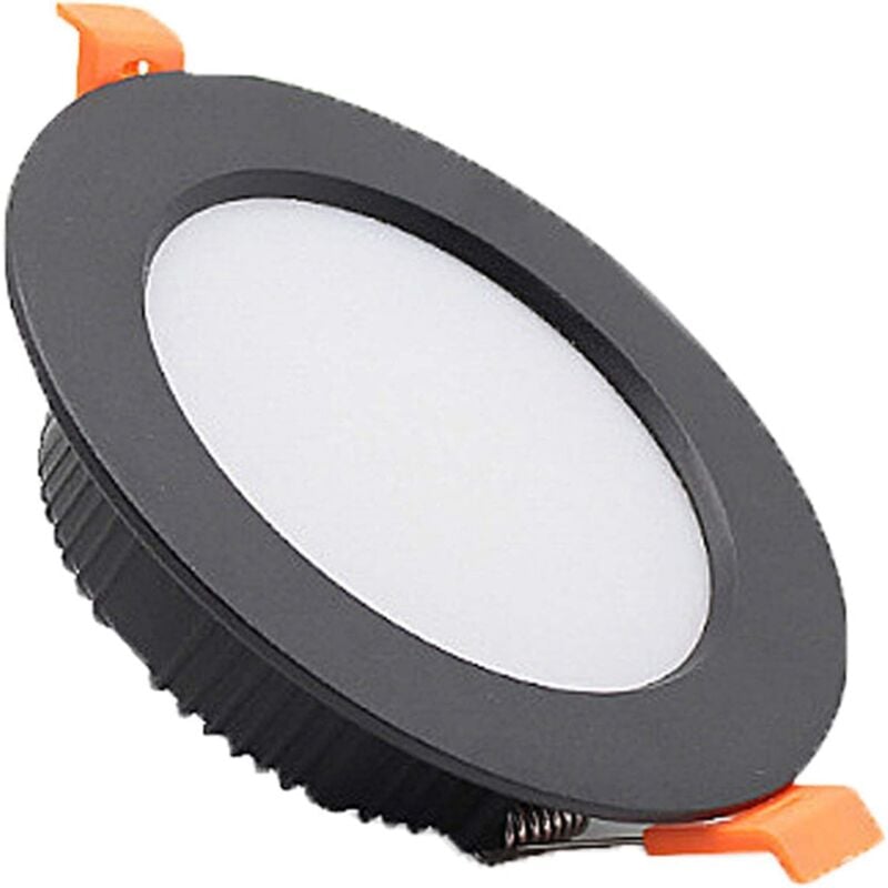 5 Spots led Noir 9W Anti-Buée, 6500K, Plafonniers Intégrés pour Maison, Idéal pour Chambres d'Hôtel, 10,8 x 3 cm