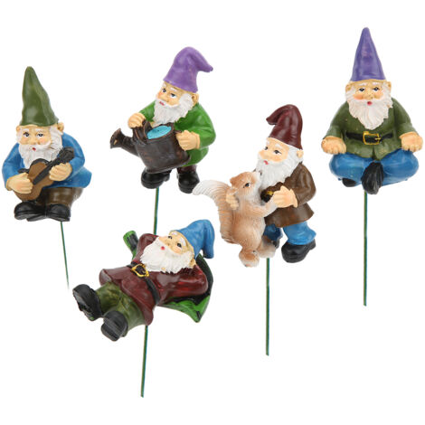 5 Statuettes de Nains de Jardin pour Décor de Pelouse - Couleurs Vives et Formes Mignonnes - Idée Cadeau pour Jardin