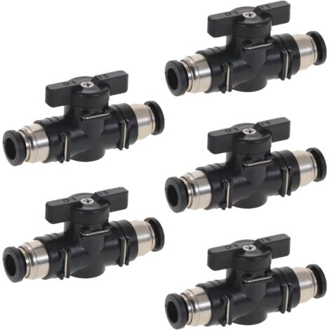5 Stk Pneumatischer Kugelhahn, 10 mm Gerade Pneumatik Steckverbinder,Luftdurchfluss-Regelventil mit geradem Schnellanschluss für Luftschlauchverschraubungen