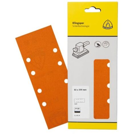 5 Stk. Schleifstreifen PL 31 B 93 x 230 mm Lochform GL9 Korn 120 Klingspor