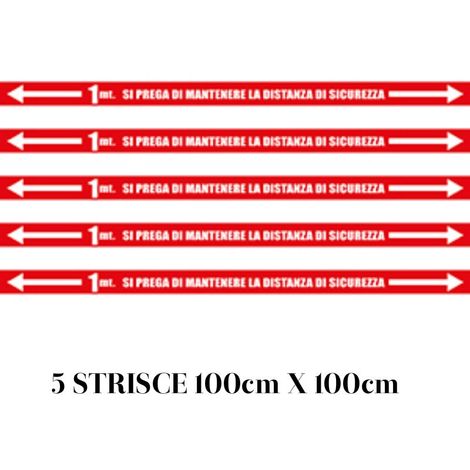 5 Strisce adesive antiscivolo distanza di sicurezza calpestabili pavimento in PVC