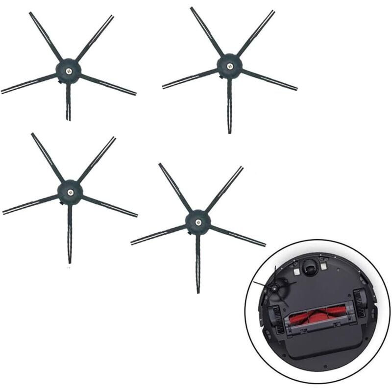 Image of 5 Stück Ersatzteile, Zubehör Silikon Seitenbürsten für Roborock S5 S6 Maxv S7 Maxv Staubsauger Teile, Schwarz