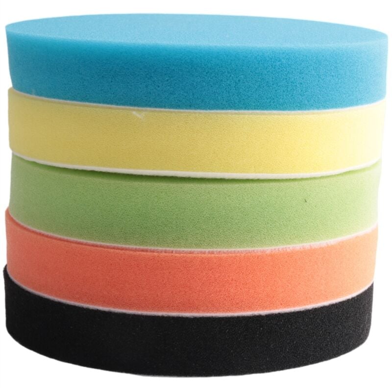Image of 5 STÜCKE 6 Zoll (150mm) Flache Schwamm Licht Gelb Vergilbung Pad Polieren Kit Auto Polierer