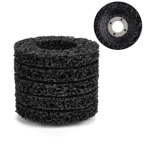 5 Stück 100 mm 60er-Körnung Poly Strip Disc Grinder Schleifscheiben Reinigungswerkzeug zum Entfernen von Rost/Farbe/Flocken, Schwarz