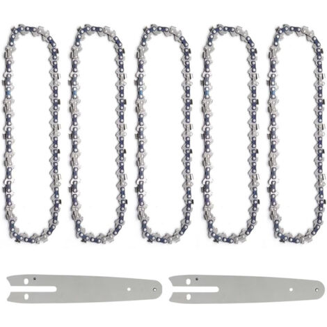 5 Stück 6 Zoll Mini-Kettensägen-Führungsschiene und -Kette mit 2 Stück Ersatz-Sägekettenschienenteilen