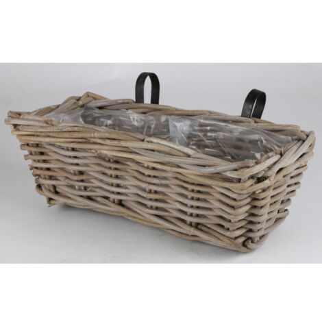 5 Stück Balkonkasten 42x20x15cm aus Weide mit Halterung Blumenkasten Pflanzkasten