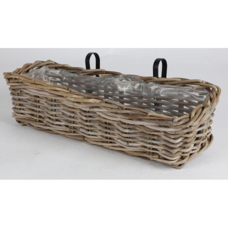 5 Stück Balkonkasten 60x20x15cm aus Weide mit Halterung Blumenkasten Pflanzkasten