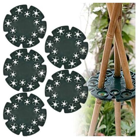 5 Stück Duftwicken-Stütze, 12 Löcher, Wigwam-Griffhalter, Bambus-Rohrgriff, Kunststoff-Wigwam-Rohrgriffe für Bohnen, Duftwicken, Tomaten, Gurken, Kletterpflanzen, Grün FLITI