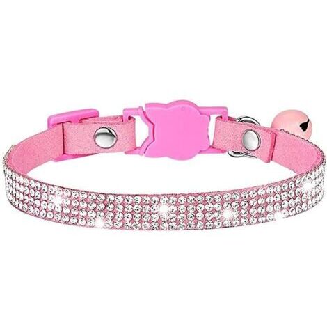 5 Stück Halsband für Hunde und Katzen - Halsband aus weichem Samt und Kristall - Rosa