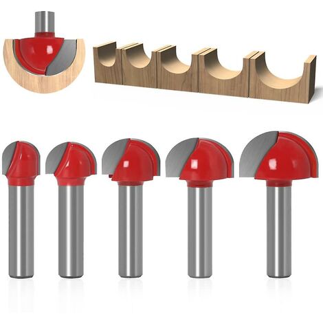 5 Stück Holz-Rundfräser, 8 mm Schaft, 12/16/19/22/25 mm, Hartmetall-Grooving-Fräser für Fräser