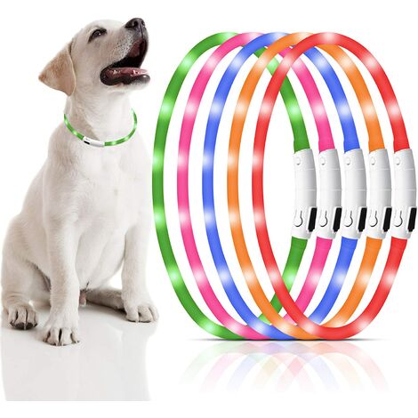 ASANMU LED Hundehalsband Leuchtend LED Halsband für Hunde Leuchtendes Halsbänder USB Wiederaufladbar Hundeband Nacht Blinkende Sicherheit Halsband Hunde Hundespielzeug für Hunde Welpe Katzen Weiß 