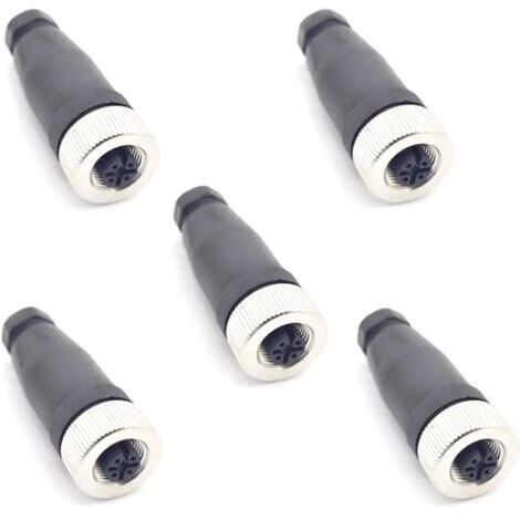 5 Stück M12 5-polige Buchsen, IP67 wasserdicht, codierter gerader 5-Pin-Schraubsensor, 12 mm M12 5-adrige Rundsteckverbinder, Zubehör für die industrielle Automatisierung, 125 V 4 A AC/DC