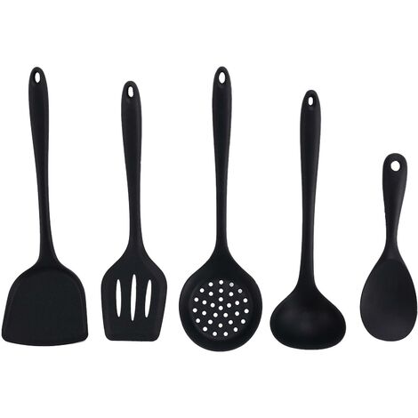 5 Stück Silikon-Küchenutensilien, Spatel, Schaumlöffel, hitzebeständig, für Antihaft-Backen, Kochen (