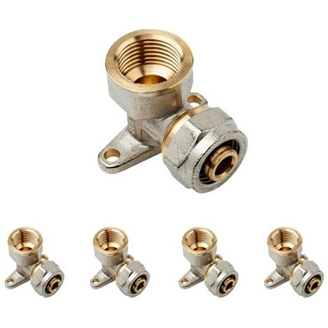 5 Stück Winkel mit 1/2'' Halterung für Mehrschicht Kompressionsrohr 16mm, ohne dass eine Crimpmaschine erforderlich ist, grau