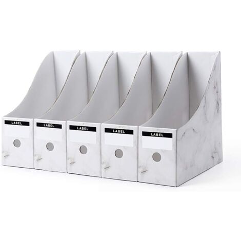 5 Stück Zeitschriftenhalter, Aktenmagazinhalter, Box für Aufbewahrung, Organizer, Dokumentenpapier, A4, Zeitschriftenbuch für Büro, Schule, Zuhause (weiß)