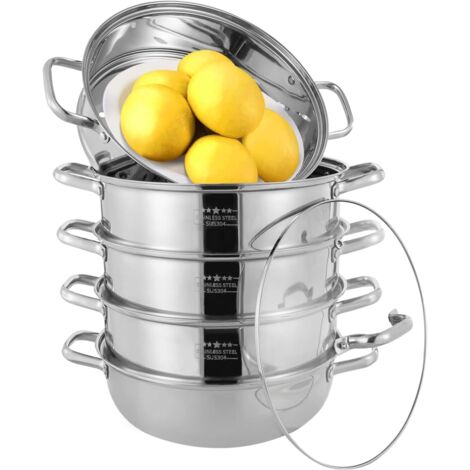 5-stufiger Dampfgarer aus Edelstahl, 32 cm, elektrischer Dampfgarer, Induktions-Dampfgarer, Dampfgarer, Edelstahl, abnehmbares Design, zum Dampfgaren von Lebensmitteln