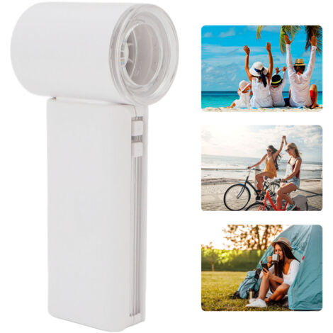 5-stufiger Reiseventilator, leise, wiederaufladbar, Mini-Turbo – tragbar, weißes ABS