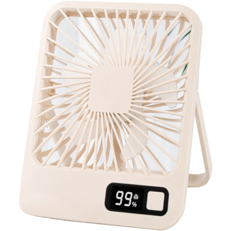 5-stufiger USB-Tischventilator, stabiler Standfuß, leise, USB-aufladbar, für Zuhause, Büro und Schule, hellgelb