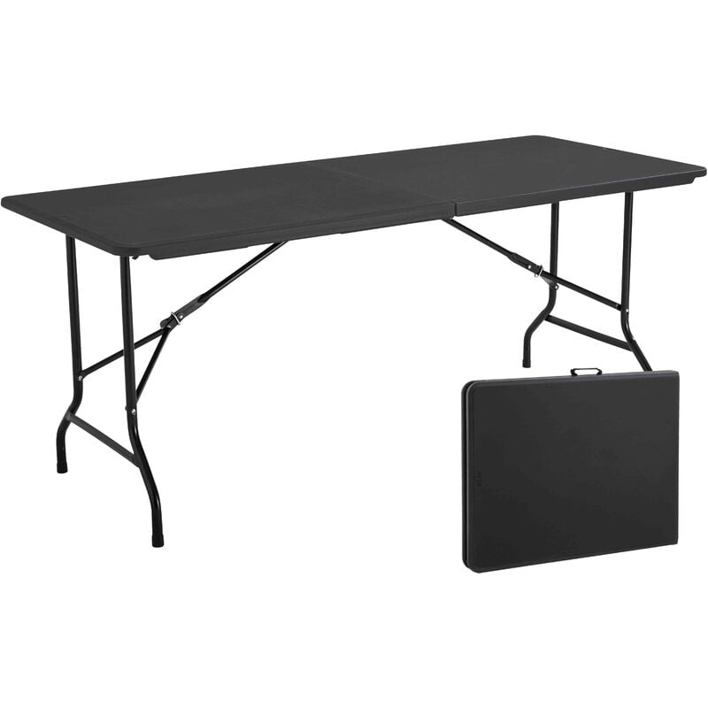 Oviala - 5 Tables pliantes de camping 8 places noire - 180cm x 74cm x 75cm - Noir