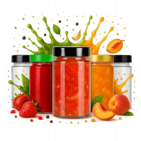 5 tarros de cristal decorativos ARIA de 245 ml para mermelada, miel y conservas