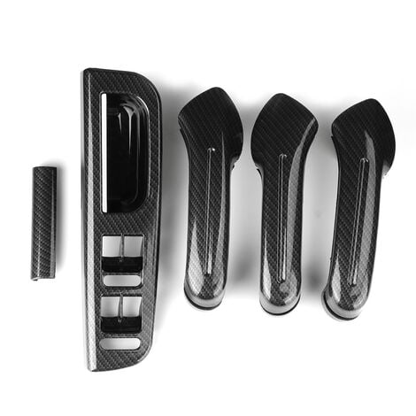 KINGSO 5 teile/satz Carbon Look Auto Innentürgriffe + Fensterheber Schalter Abdeckrahmen Set Für VW Für Jetta Golf Bora MK4 1999-2004 1J0 867171A 1J4 867179A 1J0 867172A 1J4867180A 3B1867171E Hasaki