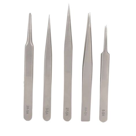 5-teiliges antimagnetisches Präzisionspinzetten-Set aus Edelstahl für Uhrenreparaturen