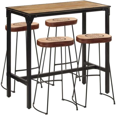 5-teiliges Bar-Set aus massivem Mangoholz und Metall