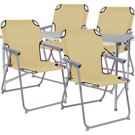 5-teiliges Campingmöbel Set 120x60x58/70cm Beige-MMC330872+4xMPO2600B