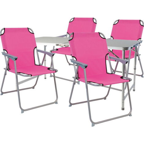 5-teiliges Campingmöbel Set 120x60x58/70cm Pink-MMC330872+4xMPO2600PI