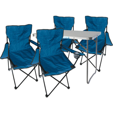 5-teiliges Campingmöbel Set Blau-MMC330870+4xMPO2431