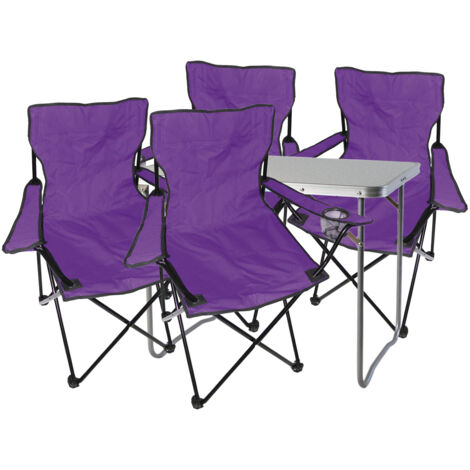 5-teiliges Campingmöbel Set lila-MMC330870+4xMPO2467