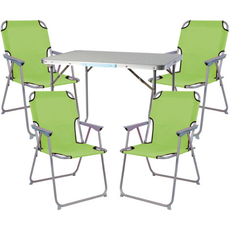 5-teiliges Campingmöbel Set limegrün  80x60x68cm-MMC330871+4xMPO2600LG