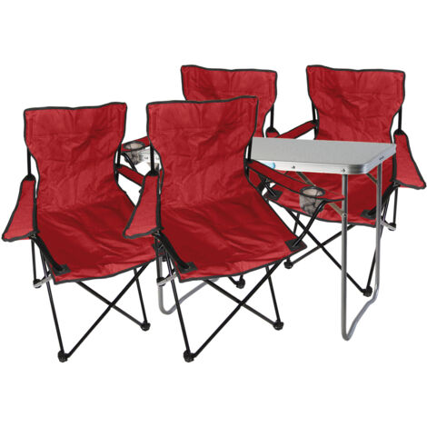 5-teiliges Campingmöbel Set rot-MMC330871+4xMPO2455