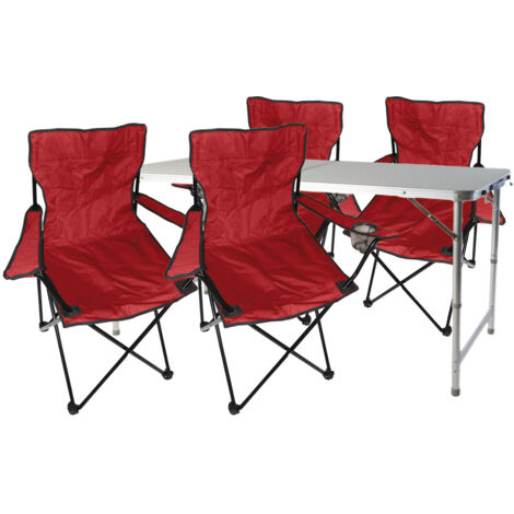 5-teiliges Campingmöbel Set rot-MMC330872+4xMPO2455