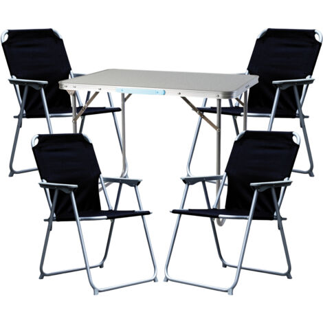 5-teiliges Campingmöbel Set schwarz 80x60x68cm-MMC330871+4xMPO2600S