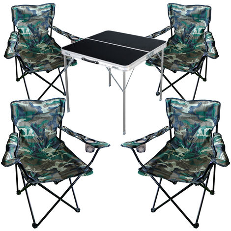 5-teiliges Campingmöbel Set schwarz - Camouflage-MMC330883B+4xMPO2469